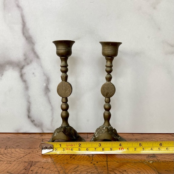 Vintage Brass Korean Turtle Candlesticks - Picture 5 of 7